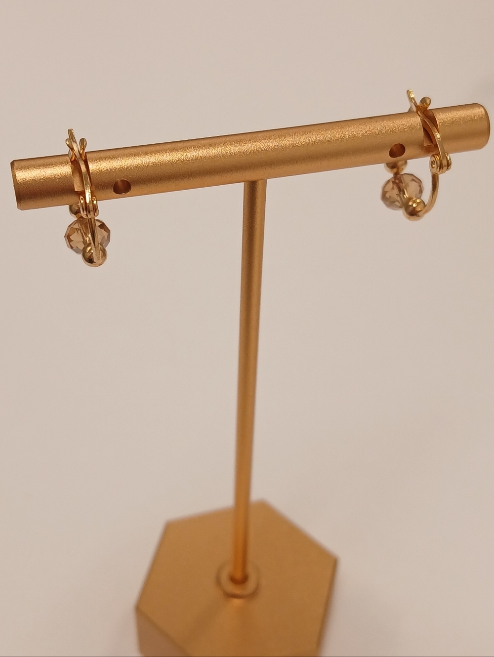 NEW! Goldoro Gold-filled Mini Hoop Earrings with Champagne Crystal Drops